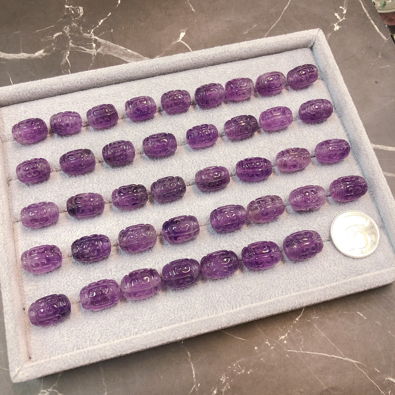 紫晶迴紋桶珠
