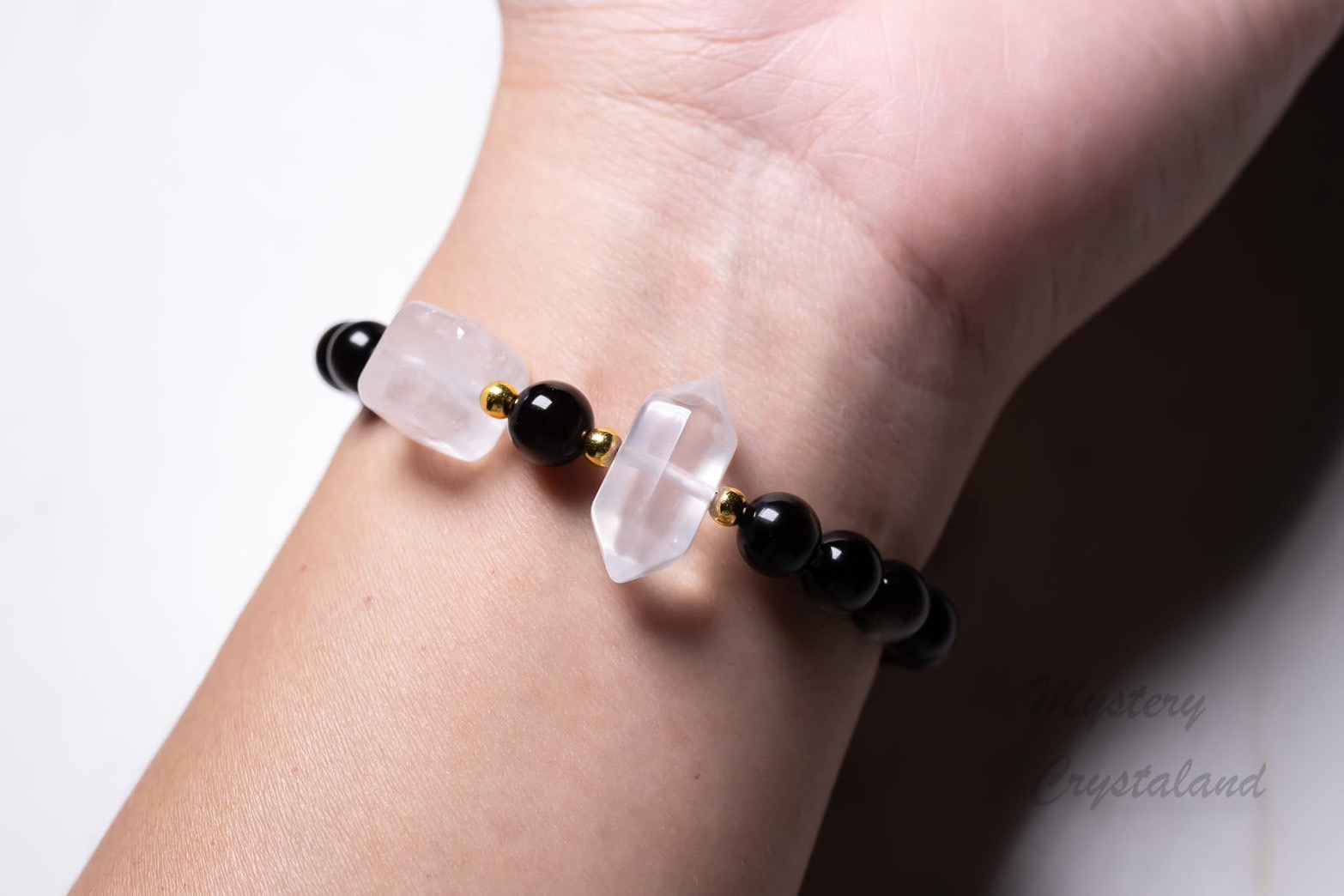 白水晶雙尖珠(三顆)